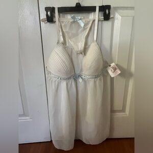 Jessica Simpson white and blue ribbon lingerie set
